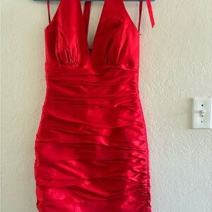 Elegant Scarlet Backless Dress